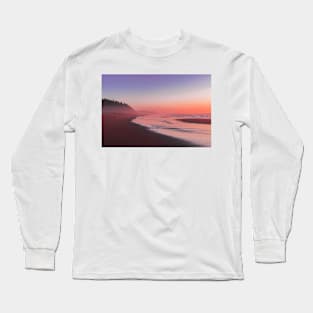 Foggy sunset on beach Long Sleeve T-Shirt